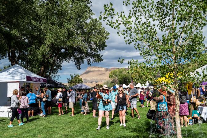 Picture of People Exploring the Wine Festival Outside