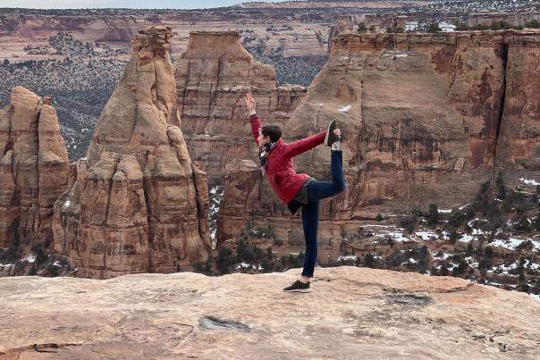 Woman Doing Yoga in Colorado National Monument