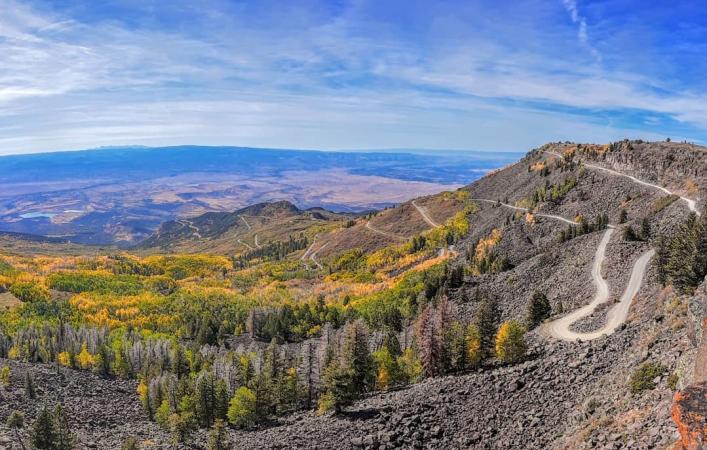 View of Land's End Road up to Top of Grand Mesa