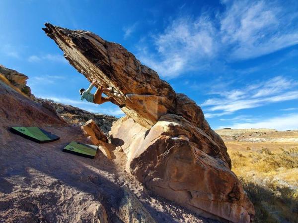 Man Bouldering up Millenium Falcon