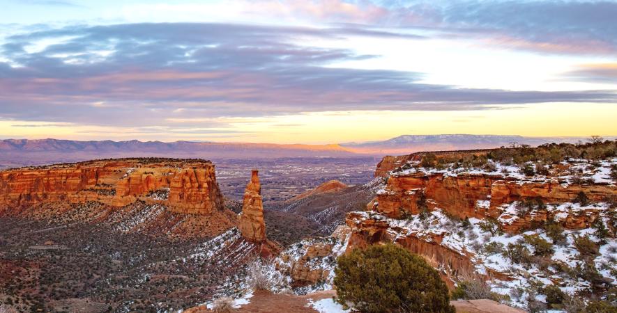 Colorado National Monument in the Winter at Sunset