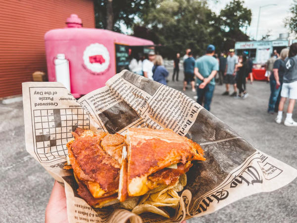 Food in front of Food Truck Fridays