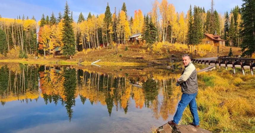 Man Fishing at Mesa Lakes Area on the Grand Mesa