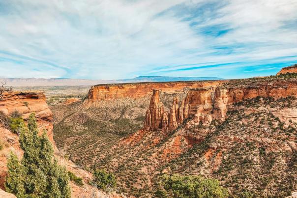 View of one of the many red-rock spires in Colorado National Monument