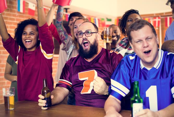 Picture of People Cheering in a Bar