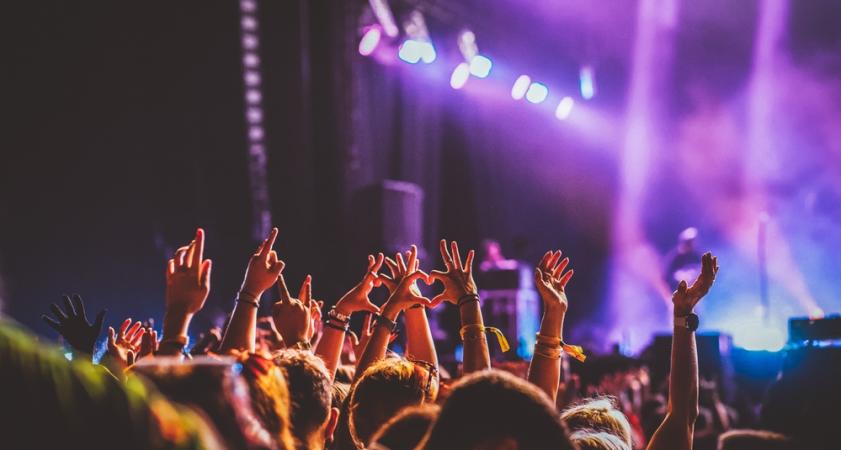 Music Venue with Hands in Air