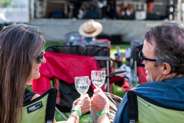 Picture of Two People Sitting Outside Drinking Wine