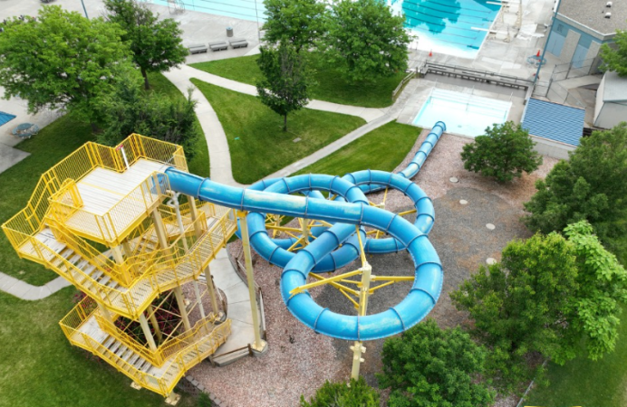 Aerial View of Lincoln-Moyer Pool Waterslide